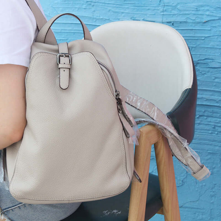 Light gray cowhide leather women&