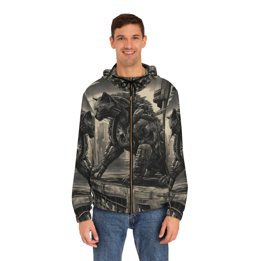 Full-Zip Hoodie - Mechacat on a Rooftop Design