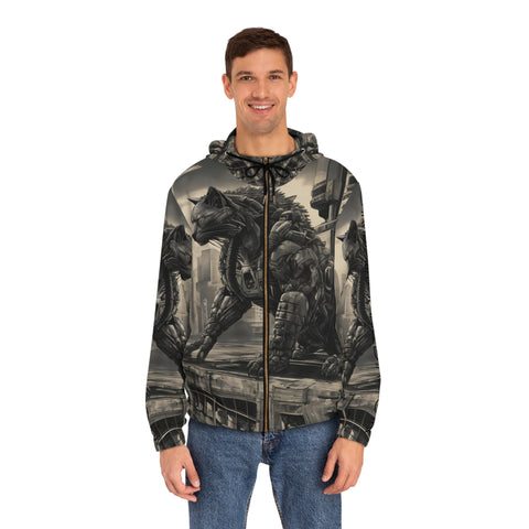 Full-Zip Hoodie - Mechacat on a Rooftop Design