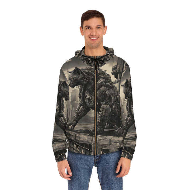 Full-Zip Hoodie - Mechacat on a Rooftop Design
