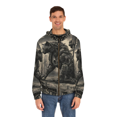 Full-Zip Hoodie - Mechacat on a Rooftop Design