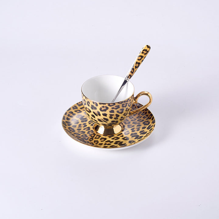 Porcelain Coffee Mugs Bone China Leopard Design