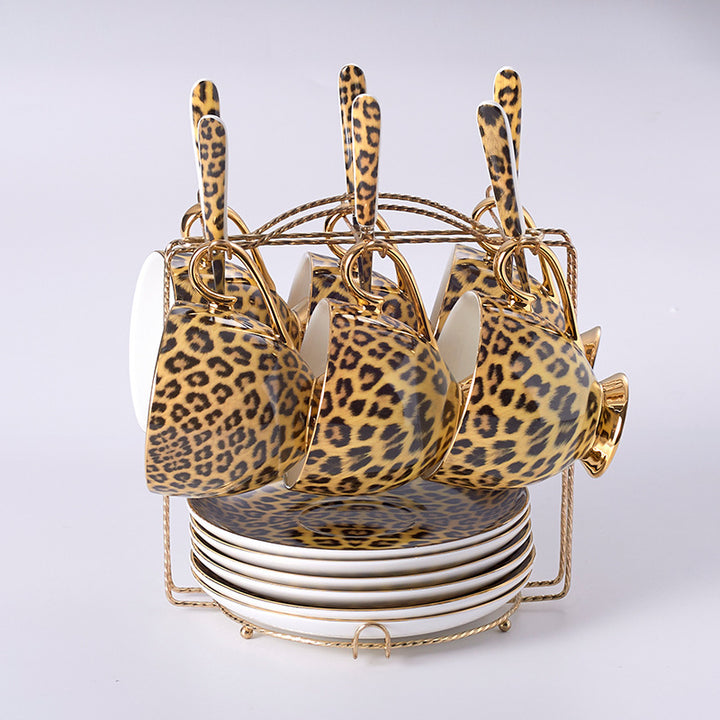 Porcelain Coffee Mugs Bone China Leopard Design