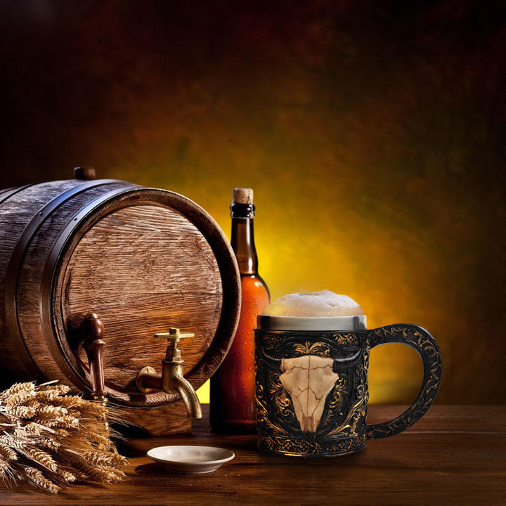 Sheep Horn Beer Mug 350ml resin tankard