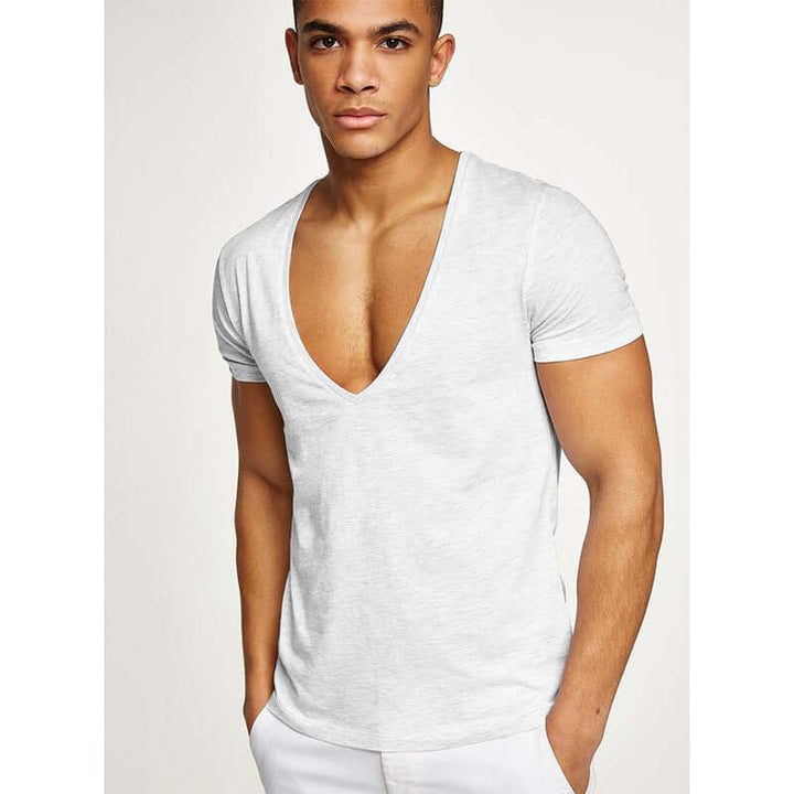 Men’s Deep V Neck T-Shirt short sleeve gym fit