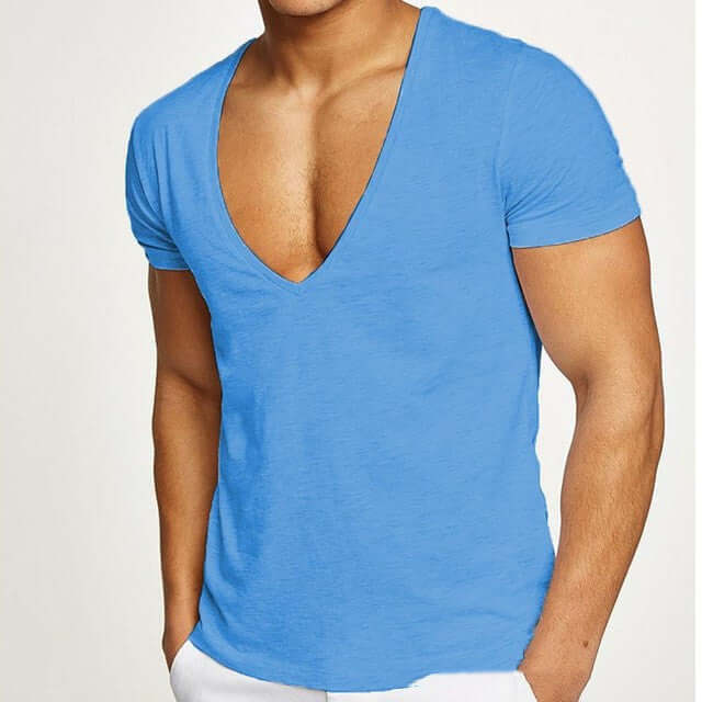 Slim-fit Men’s Deep V Neck T-Shirt for summer
