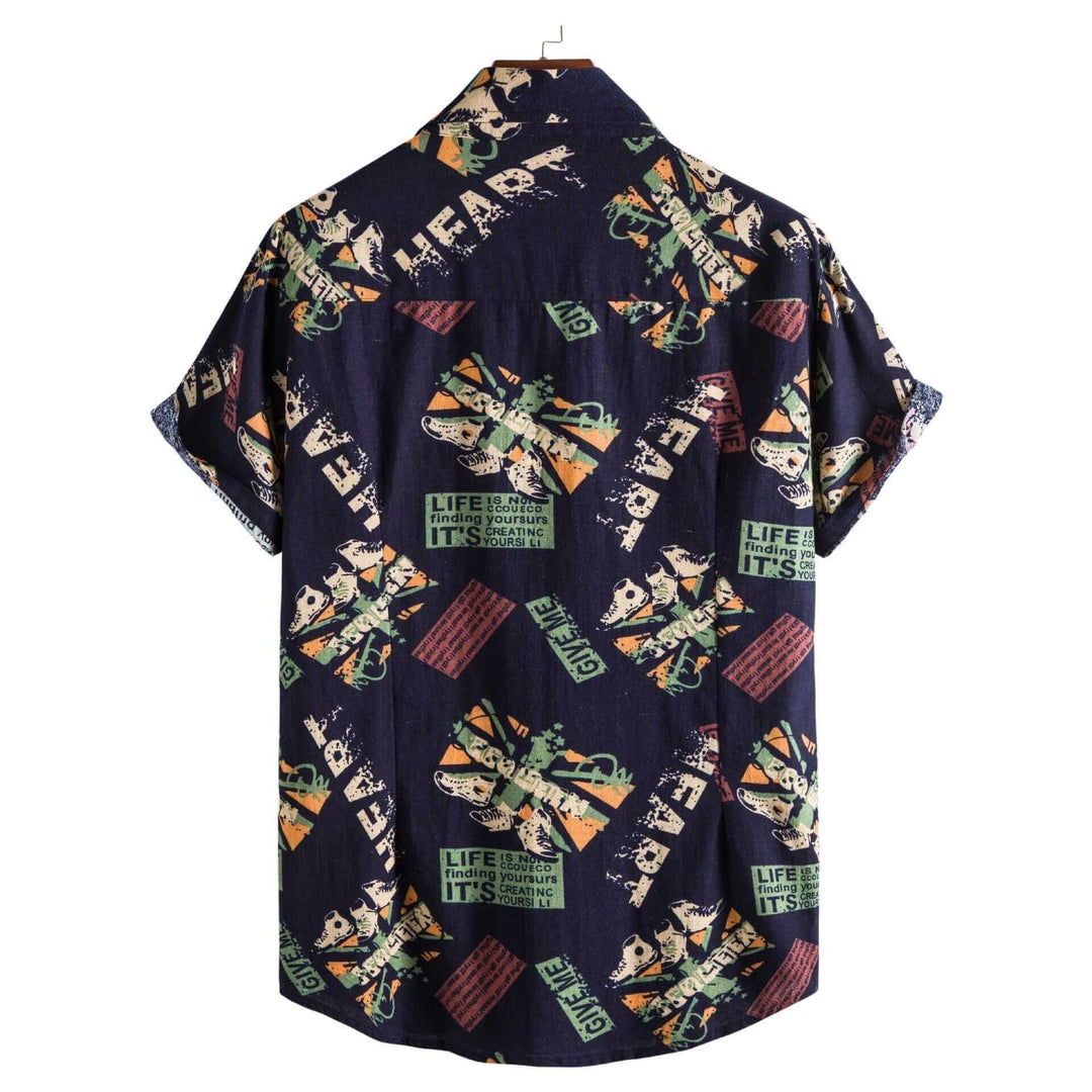 Summer streetwear Men’s Vintage Letter Print Shirt