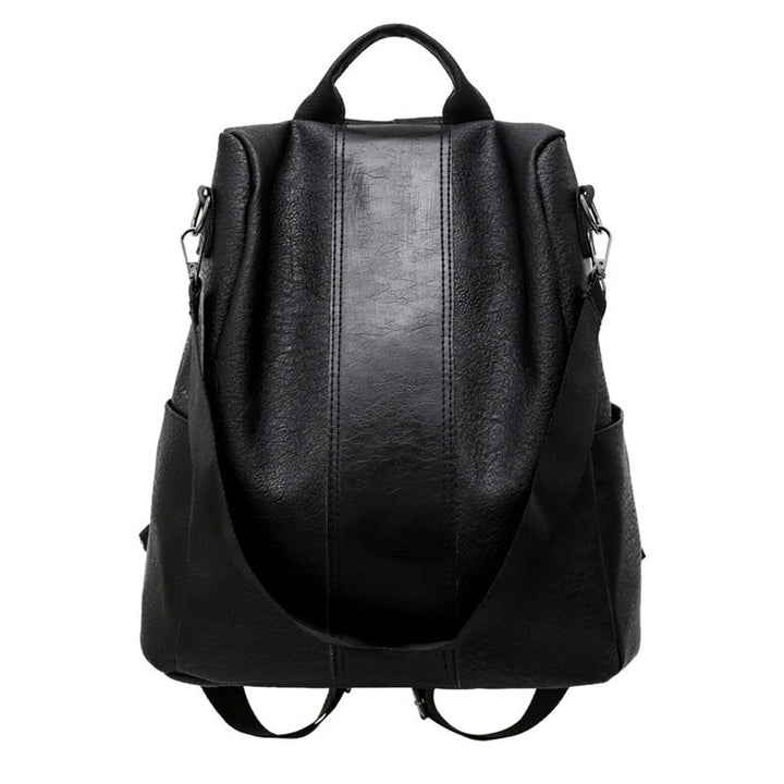 PU Leather Backpack for Women with anti-theft design, waterproof material, and spacious compartments, perfect for daily use.