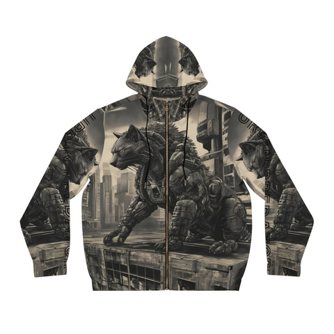 Full-Zip Hoodie - Mechacat on a Rooftop Design
