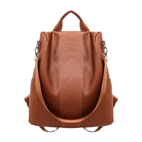 PU Leather Zipper Lady Schoolbag Anti Theft Backpacks Waterproof Shoulder Bag