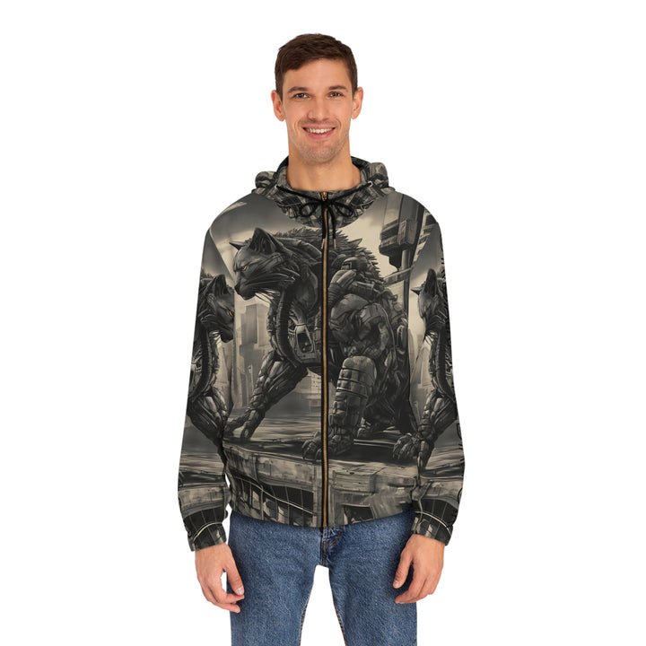 Full-Zip Hoodie - Mechacat on a Rooftop Design