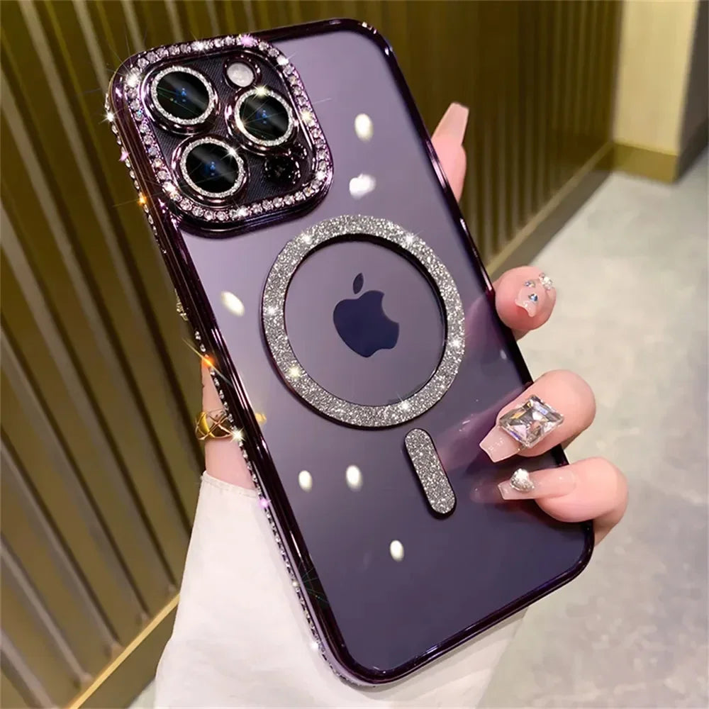 Magnetic Wireless Charging Glitter Case