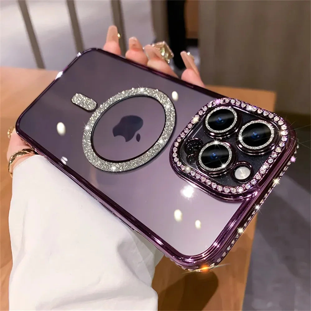Magnetic Wireless Charging Glitter Case