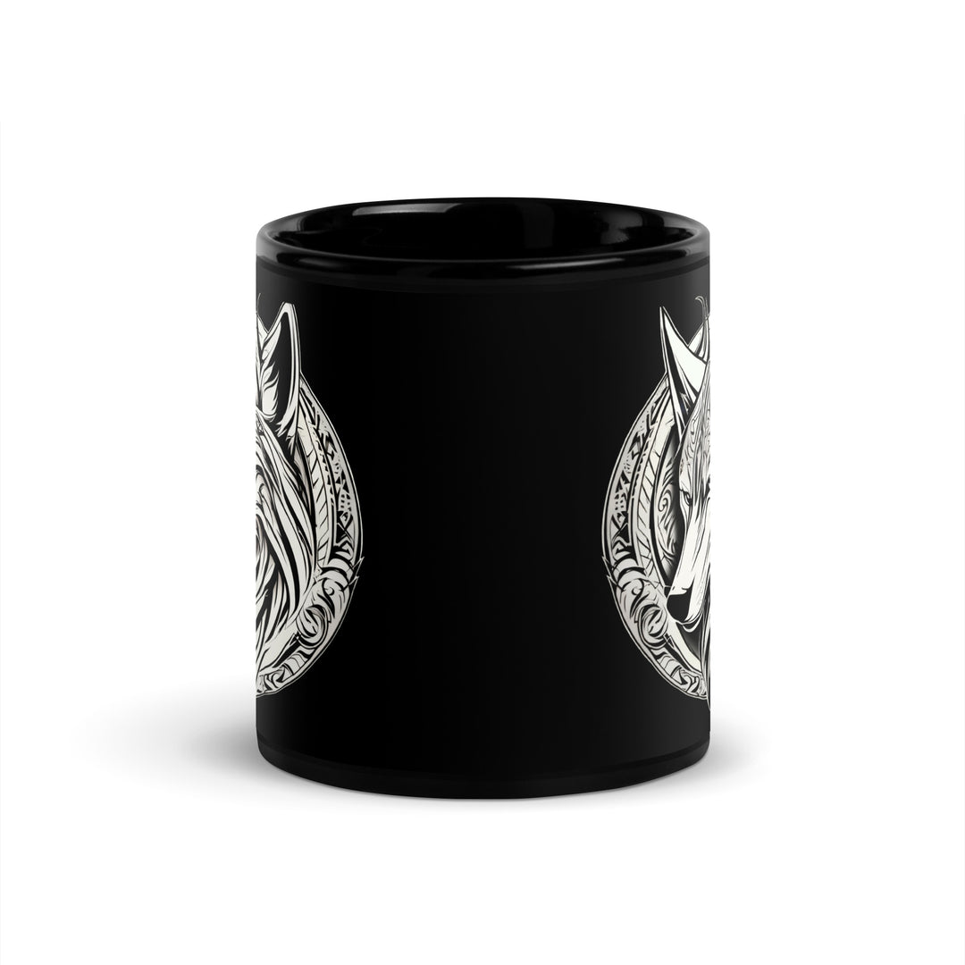 White Wolf Black Glossy Mug ceramic coffee cup design