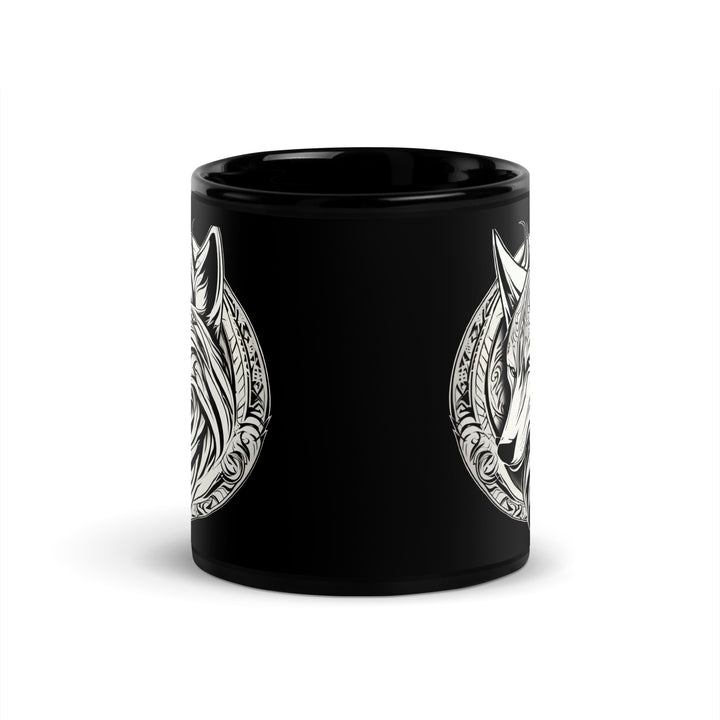 White Wolf Black Glossy Mug ceramic coffee cup design