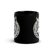 White Wolf Black Glossy Mug