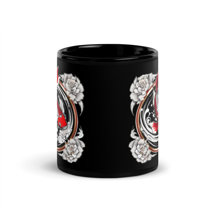 Black Glossy Mug with Koi fish