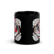 Black Glossy Mug with Koi fish