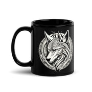 White Wolf Black Glossy Mug