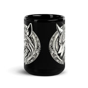White Wolf Black Glossy Mug
