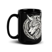 White Wolf Black Glossy Mug
