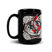 Black Glossy Mug with Koi fish