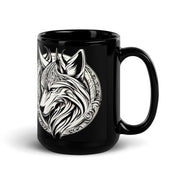 White Wolf Black Glossy Mug