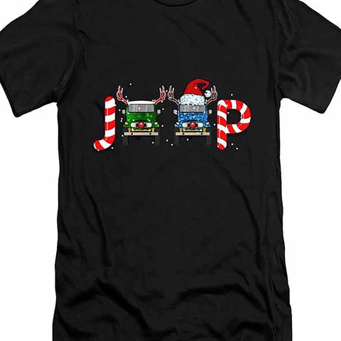 Christmas Jeep Candy T-shirt Men's Short Sleeve Fun Pattern T-shirt Series