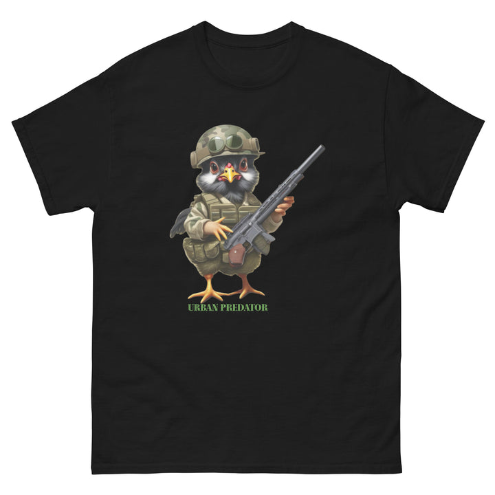 Unisex classic tee Hatchie with a machine gun
